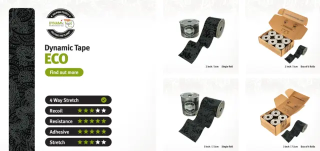 Dynamic Tape ECO 7,5 cm grå/svart tatto 7,5 cm x 5 m 