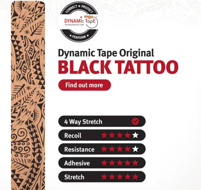 Dynamic Tape 5 cm Beige/Svart Tattoo 5 cm x 5 m 